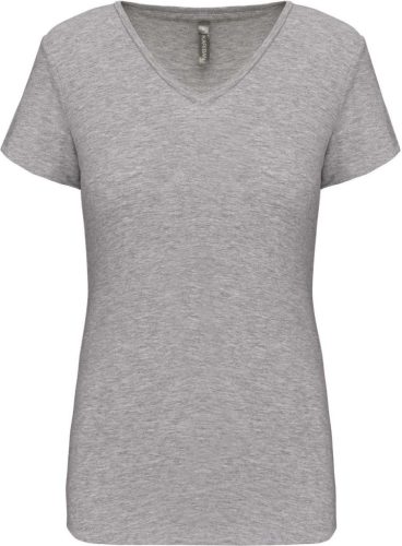 Kariban KA3015 női rövid ujjú V-nyakú póló - light grey heather szín