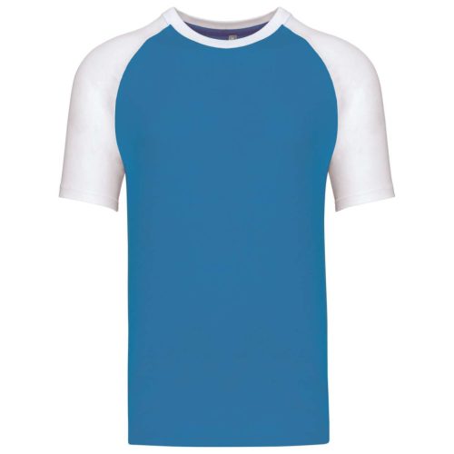 Kariban KA330 Baseball kontrasztos férfi póló - aqua blue/white szín