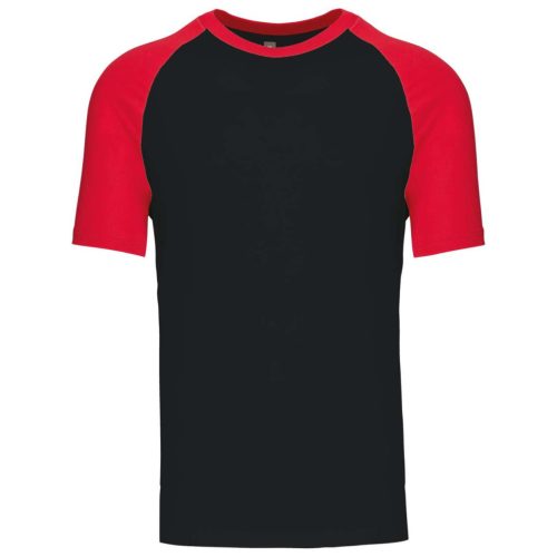 Kariban KA330 Baseball kontrasztos férfi póló - black/red szín
