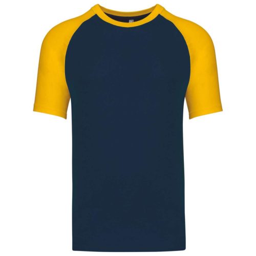 Kariban KA330 Baseball kontrasztos férfi póló - navy/yellow szín