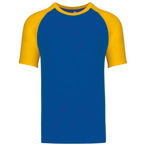 Kariban KA330 Baseball kontrasztos férfi póló - royal blue/yellow szín