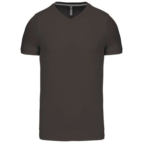 Kariban KA357 rövid ujjú férfi V-nyakú póló - dark grey szín