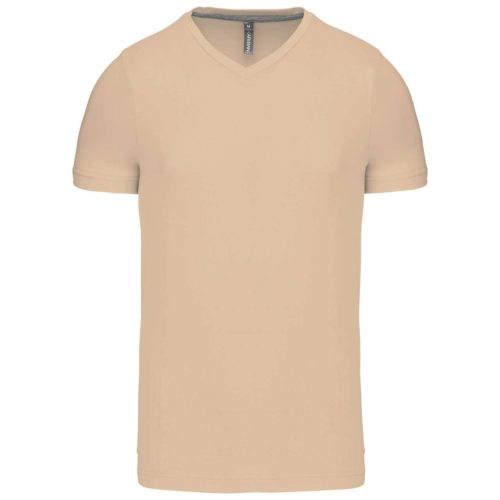 Kariban KA357 rövid ujjú férfi V-nyakú póló - light sand szín