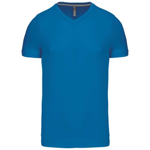 Kariban KA357 rövid ujjú férfi V-nyakú póló - tropical blue szín