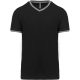 Kariban KA374 V-nyakú férfi piqué póló - black/light grey/white szín