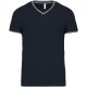 Kariban KA374 V-nyakú férfi piqué póló - navy/light grey/white szín