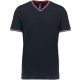Kariban KA374 V-nyakú férfi piqué póló - navy/red/white szín