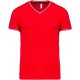 Kariban KA374 V-nyakú férfi piqué póló - red/navy/white szín