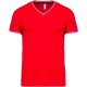 Kariban KA374 V-nyakú férfi piqué póló - red/navy/white szín