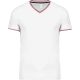 Kariban KA374 V-nyakú férfi piqué póló - white/navy/red szín