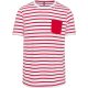 Kariban KA378 férfi tengerész csíkos póló - striped white/red szín