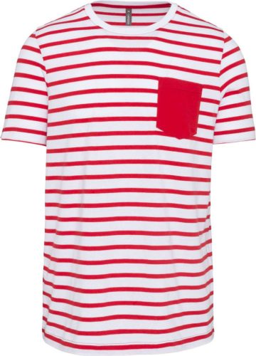 Kariban KA378 férfi tengerész csíkos póló - striped white/red szín