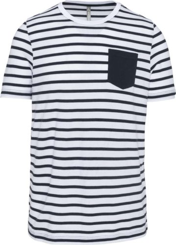 Kariban KA378 férfi tengerész csíkos póló - striped white/navy szín
