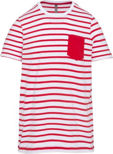 Kariban KA379 gyerek tengerészcsíkos póló - striped white/red szín