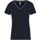 Kariban KA394 női V-nyakú piqué póló - navy/light grey/white szín