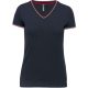 Kariban KA394 női V-nyakú piqué póló - navy/red/white szín