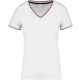 Kariban KA394 női V-nyakú piqué póló - white/navy/red szín