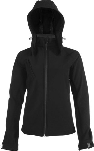 Kariban KA414 levehető kapucnis női softshell dzseki - black szín