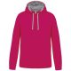 Kariban KA446 kontrasztos férfi kapucnis pulóver - fuchsia/fine grey szín