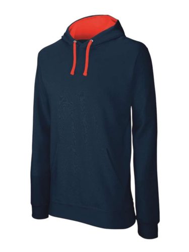 Kariban KA446 kontrasztos férfi kapucnis pulóver - navy/red szín