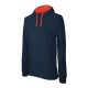 Kariban KA446 kontrasztos férfi kapucnis pulóver - navy/red szín