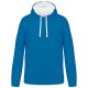 Kariban KA446 kontrasztos férfi kapucnis pulóver - tropical blue/white szín