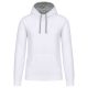 Kariban KA446 kontrasztos férfi kapucnis pulóver - white/fine grey szín