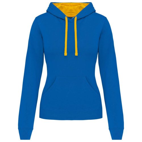 Kariban KA465 kontrasztos női kapucnis felső - light royal blue/yellow szín