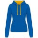 Kariban KA465 kontrasztos női kapucnis felső - light royal blue/yellow szín