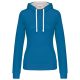 Kariban KA465 kontrasztos női kapucnis felső - tropical blue/white szín