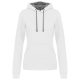 Kariban KA465 kontrasztos női kapucnis felső - white/fine grey szín
