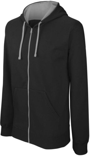 Kariban KA466 kontrasztos férfi kapucnis felső - black/fine grey szín