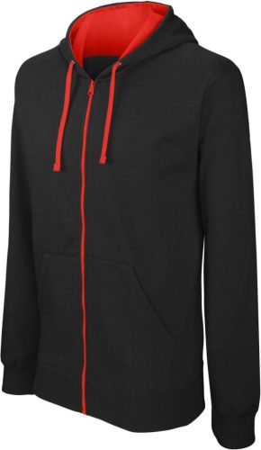 Kariban KA466 kontrasztos férfi kapucnis felső - black/red szín