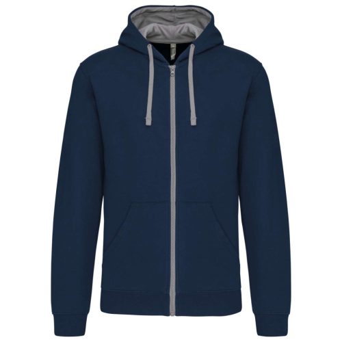 Kariban KA466 kontrasztos férfi kapucnis felső - navy/fine grey szín