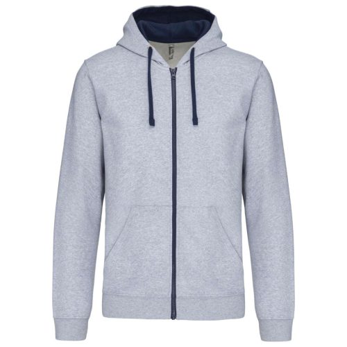 Kariban KA466 kontrasztos férfi kapucnis felső - Oxford grey/navy szín