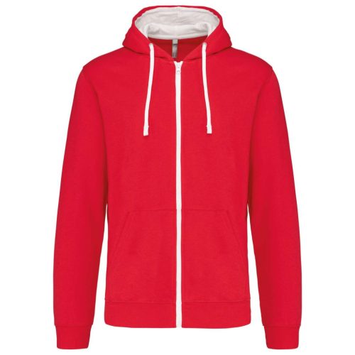 Kariban KA466 kontrasztos férfi kapucnis felső - red/white szín