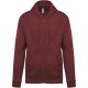 Kariban KA479 cipzáros kapucnis unisex felső - wine szín