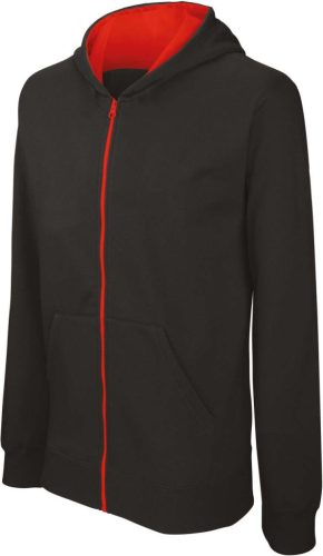 Kariban KA486 cipzáros kapucnis gyerek felső - black/red szín