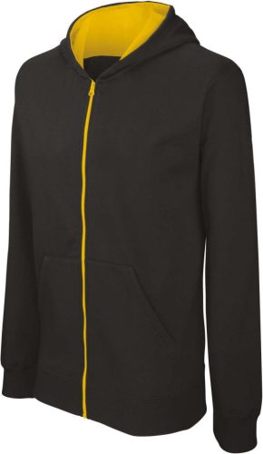 Kariban KA486 cipzáros kapucnis gyerek felső - black/yellow szín