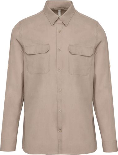 Kariban KA590 férfi hosszú ujjú safari ing - beige szín