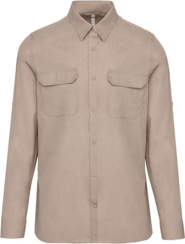 Kariban KA590 férfi hosszú ujjú safari ing - beige szín