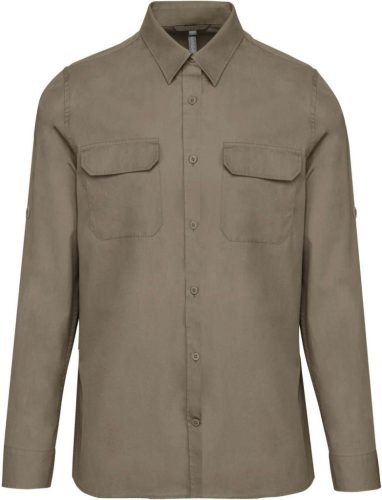Kariban KA590 férfi hosszú ujjú safari ing - light khaki szín