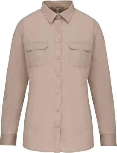 Kariban KA591 női hosszú ujjú safari ing - beige szín