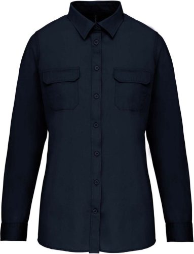 Kariban KA591 női hosszú ujjú safari ing - navy szín