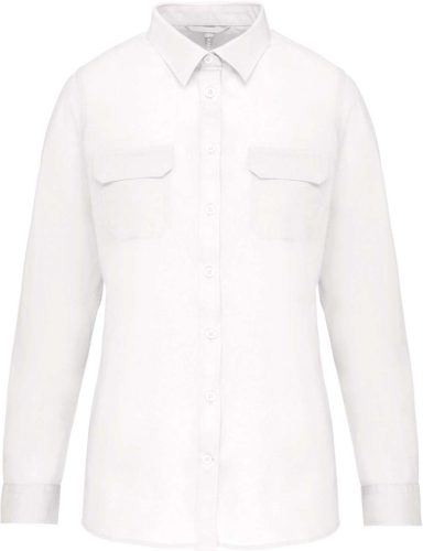 Kariban KA591 női hosszú ujjú safari ing - white szín