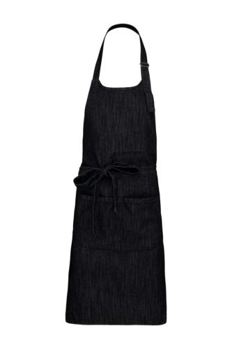 Kariban KA890 zsebes hosszú kötény - black denim szín