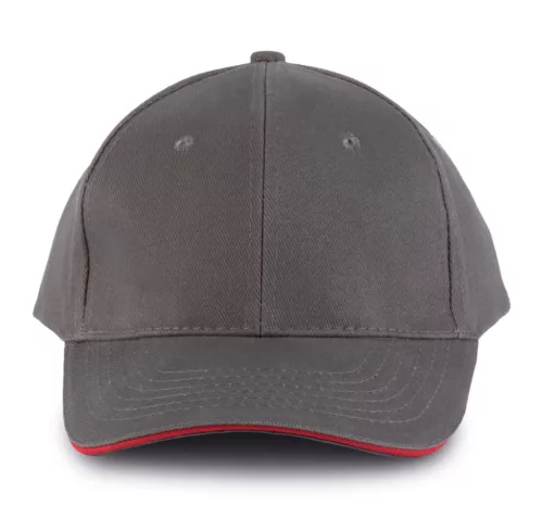 K-UP KP011 Orlando 6 paneles baseball sapka - slate grey/red színben