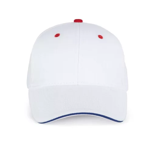 K-UP KP011 Orlando 6 paneles baseball sapka - white/royal blue/red színben