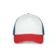 K-UP KP111 5 paneles kamionos mesh baseball sapka - white/french red/reflex blue színben