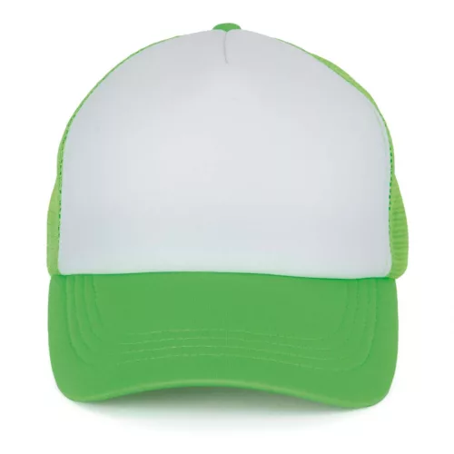 K-UP KP111 5 paneles kamionos mesh baseball sapka - white/green flash színben